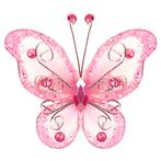 Haarklemmetje Roze Organza Vlinder met Steentjes en Glitters, Ophalen of Verzenden, Nieuw, Roze