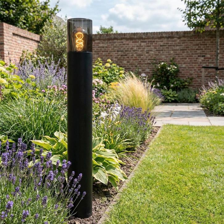 LED Tuinpaal - Staande buitenlamp met Smoked Glas | 80cm, Tuin en Terras, Buitenverlichting, Netvoeding, 50 tot 250 watt, Nieuw