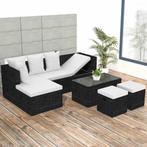 vidaXL 4-delige Loungeset met kussens poly rattan zwart, Tuin en Terras, Tuinsets en Loungesets, 4 zitplaatsen, Nieuw, Loungeset