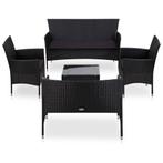 vidaXL 5-delige Loungeset met kussens poly rattan zwart, 5 zitplaatsen, Nieuw, Loungeset, Verzenden