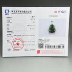 Snijwerk, Jade inlay S925 silver pendant and necklace - 30