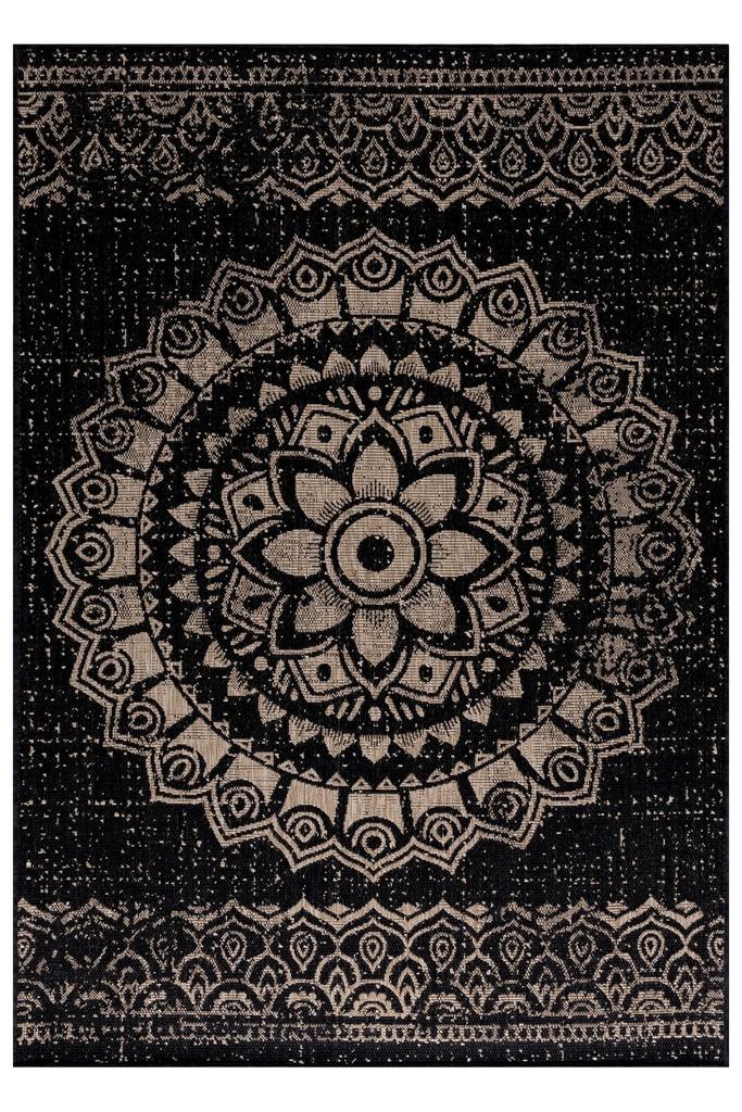 Buitenkleed | Sunny | Medaillon | Zwart | 120x170 cm, Huis en Inrichting, Stoffering | Tapijten en Kleden, Verzenden