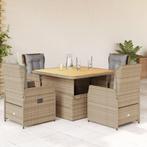 vidaXL 5-delige Tuinset met kussens poly rattan beige, Tuin en Terras, Verzenden, Nieuw, Rotan, Tuinset