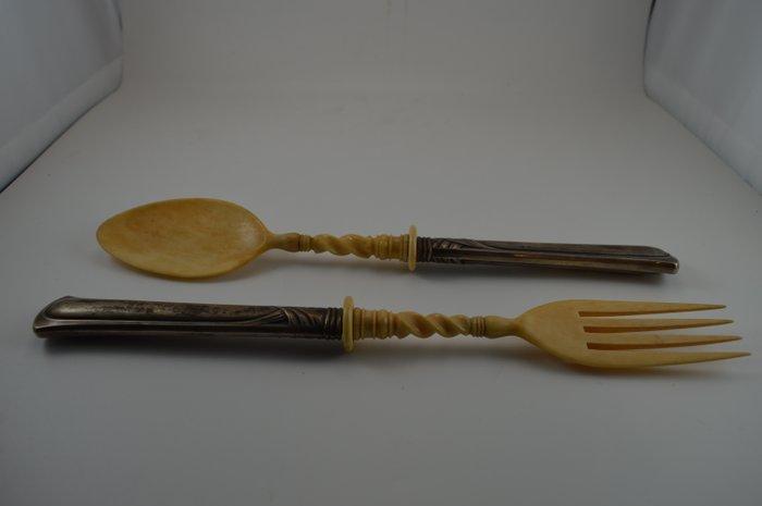 Bestekset (2) - Ivoor, Zilver - Service-instelling, Antiek en Kunst, Antiek | Keukenbenodigdheden