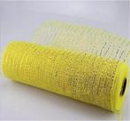 Decomesh metallic lichtgeel 26 cm rol 9 meter voor kransen, Ophalen of Verzenden, Nieuw