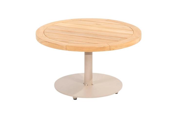 4 Seasons Volta teak salontafel - Ø60 cm. taupe, Tuin en Terras, Tuintafels, Nieuw, Hout, Rond, Verzenden