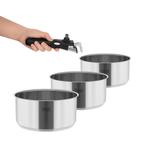 Teesa 3-delige RVS pannenset met afneembaar handvat ook, Huis en Inrichting, Ophalen of Verzenden, Nieuw