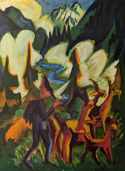 Ernst Ludwig Kirchner - Hirte mit Ziegen am Morgen (1918), Antiek en Kunst, Antiek | Overige Antiek