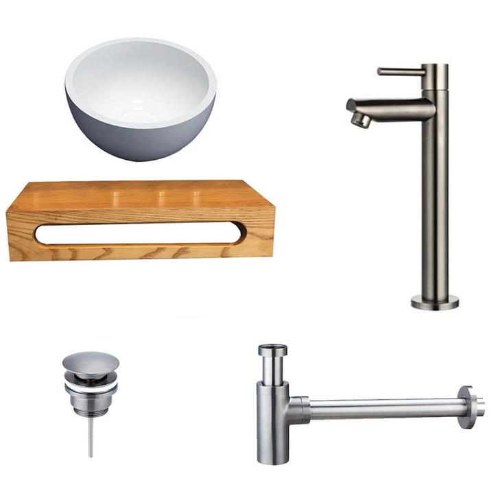 Sani Royal Solid Surface Waskom Rond met Massief, Tuin en Terras, Waterpartijen en Fonteinen