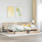 vidaXL Slaapbank met onderschuifbed en lades zonder matras, Huis en Inrichting, 90 cm, Eenpersoons, Bruin, Verzenden