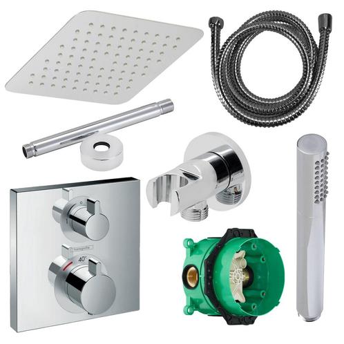 Hansgrohe Ecostat Regendoucheset Inbouw Plafonduitloop met, Doe-het-zelf en Verbouw, Sanitair, Kraan, Nieuw, Chroom, Ophalen of Verzenden