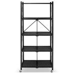 Metalen opbergrek op wielen - opvouwbaar - 5 planken - zwart, Ophalen of Verzenden, Nieuw