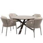 Prado Florence dining tuinset 130xH75 cm rond 5 delig, Tuin en Terras, Ophalen of Verzenden, Nieuw