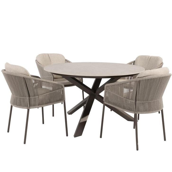 Prado Florence dining tuinset 130xH75 cm rond 5 delig, Tuin en Terras, Tuinsets en Loungesets, Nieuw, Ophalen of Verzenden