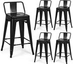 COSTWAY Set van 4 metalen barkrukken, afneembare lage rugleu, Huis en Inrichting, Woonaccessoires | Overige, Verzenden, Zo goed als nieuw