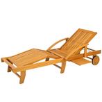TRUUSK Houten Vouwbare Zonneligstoel Met Zijtafel, Rol, Ligs, Verzenden, Nieuw