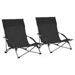 vidaXL Strandstoelen 2 st inklapbaar stof zwart, Tuin en Terras, Tuinstoelen, Verzenden, Nieuw