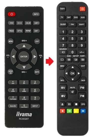 IIYAMA RC00320T / RC00322T / RC00323T afstandsbediening -..., Audio, Tv en Foto, Afstandsbedieningen, Verzenden