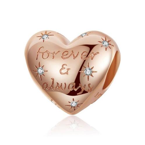 Hart Forever & Always Gouden Bedel Charm Pandora compatible, Sieraden, Tassen en Uiterlijk, Bedels, Nieuw, Overige merken, Verzenden