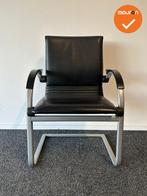 Ahrend A350 vergaderstoel - Zwart leer - Medium rug, Vergader- of Presentatieruimte, Ophalen of Verzenden, Gebruikt, Stoel