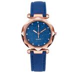 Fako® - Horloge - Stars - PU Suède - Ø 34mm - Donkerblauw, Nieuw, Verzenden