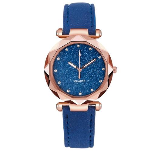 Fako® - Horloge - Stars - PU Suède - Ø 34mm - Donkerblauw, Sieraden, Tassen en Uiterlijk, Horloges | Dames, Verzenden
