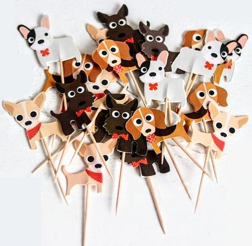24 cupcake prikkers I Love Dogs, Hobby en Vrije tijd, Taarten en Cupcakes maken, Taarten of Cupcakes, Nieuw, Versiering, Verzenden