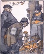 Spotprent over mobilisatie van soldaten tijdens Eerste We..., Antiek en Kunst, Kunst | Litho's en Zeefdrukken, Verzenden