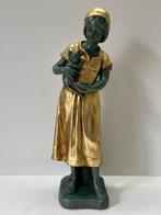 Gebroeders van Paridon - sculptuur, Girl with Cat - 43 cm