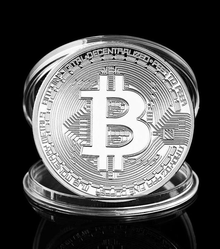 Bitcoin munt, zilverkleur, in opbergdoosje, Doe-het-zelf en Verbouw, Gereedschap | Handgereedschap, Nieuw, Ophalen of Verzenden