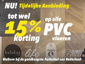 NU 15% KORTING op al onze PVC-Vloeren bij De Parkethal beschikbaar voor biedingen