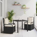 vidaXL 3-Delige Tuin Eetset Zwart Poly Rattan, Tuin en Terras, Tuinstoelen, Verzenden, Nieuw, Rotan