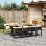 vidaXL 9-delige Tuinset poly rattan zwart, Nieuw, 8 zitplaatsen, Tuinset, Verzenden