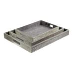 dienbladen koehuid rechthoek grey (set of 3), Huis en Inrichting, Woonaccessoires | Overige, Verzenden, Nieuw