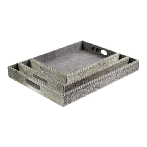 dienbladen koehuid rechthoek grey (set of 3), Huis en Inrichting, Woonaccessoires | Overige, Verzenden