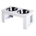 PawHut verhoogde hondenvoerbak, rvs, MDF, wit, 58,4 x 30,5 x, Dieren en Toebehoren, Verzenden, Nieuw