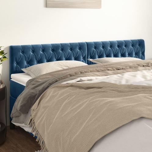 2x Fluweel Hoofdbord Blauw | Tweedekansje | OP=OP, Huis en Inrichting, Slaapkamer | Bedden, 180 cm, Verstelbaar, Blauw, Nieuw