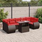 vidaXL 8-delige Loungeset met kussens poly rattan acacia, Tuin en Terras, Verzenden, Nieuw, Rotan, Loungeset