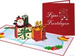 Kerstkaart Vrolijke Kerstman met Cadeautjes pop-up kaart, Diversen, Verzenden, Nieuw
