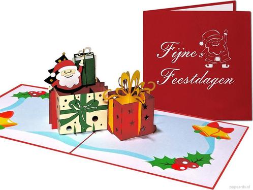 Kerstkaart Vrolijke Kerstman met Cadeautjes pop-up kaart, Diversen, Wenskaarten, Verzenden