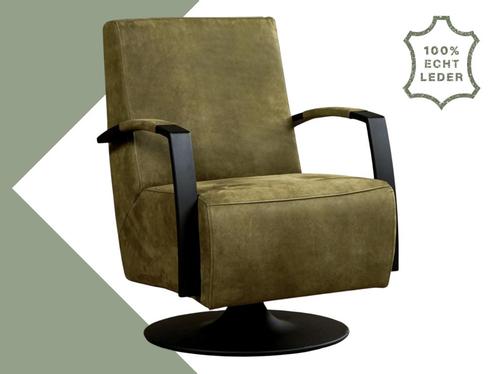 Leren draaifauteuil Mood - Kenia Olive (olijf) -, Huis en Inrichting, Stoelen, Eén, Nieuw, Leer, Ophalen of Verzenden