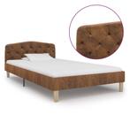 vidaXL Bedframe kunstsuède bruin 90x200 cm, Overige materialen, 90 cm, Eenpersoons, Bruin