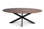 Mangohouten eetkamertafel / vergadertafel bruin ovaal,, Nieuw, 200 cm of meer, Ophalen of Verzenden, Metaal