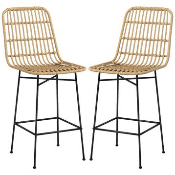 TRUUSK Barkrukken 2-delig Set Boho-stijl Van Rattan Met Rugl beschikbaar voor biedingen