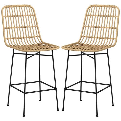 TRUUSK Boho Barkrukken Set van 2 - Rattan met Stalen Frame -, Huis en Inrichting, Barkrukken, Nieuw, Verzenden