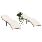vidaXL Ligstoelen 2 st met tafel poly rattan beige, Tuin en Terras, Ligbedden, Verzenden, Nieuw