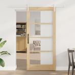 vidaXL Schuifdeur met beslag ORKDAL massief hout en glas, Verzenden, Nieuw