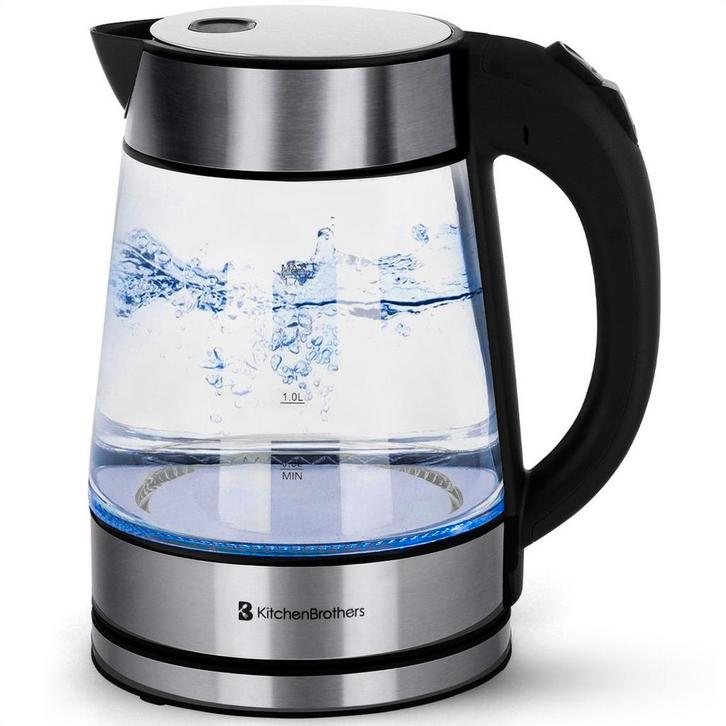 2dekans | KitchenBrothers Waterkoker - 1.7L - Glas - BPA, Witgoed en Apparatuur, Waterkokers, Zo goed als nieuw, Ophalen of Verzenden