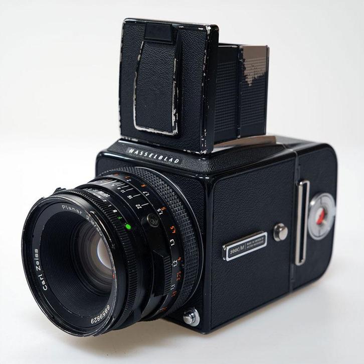 Hasselblad 500C/M + schachtzoeker + A12 + Carl Zeiss Planar, Audio, Tv en Foto, Fotocamera's Digitaal, Gebruikt, Verzenden