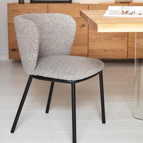 *WOONWINKEL* Kave Home Ciselia Boucle Eetstoel Met Ronde Rug, Huis en Inrichting, Stoelen, Grijs, Nieuw, Verzenden